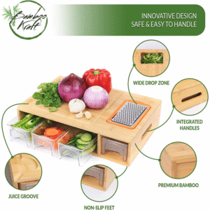 Bamboo Cutting Board with Containers